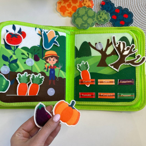 Развивающая логическая фетровая книга с липучками На ферме C 73097