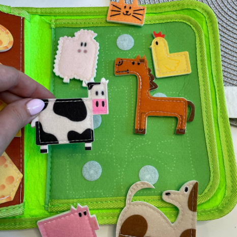 Развивающая логическая фетровая книга с липучками На ферме C 73097