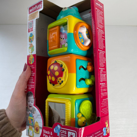 Кубики з рухливими деталями, дзеркалом, тріскачкою (3 шт. в наборі) 250112-NI