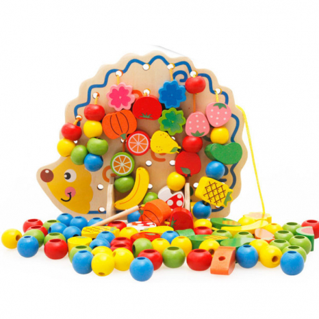 Дерев'яна шнурівка Їжачок з намистинами та фігурками
