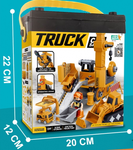 Набор горок - экскаватор с машинками (паркинг - конструктор)  269-59