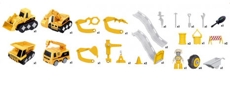 Набор горок - экскаватор с машинками (паркинг - конструктор)  269-59