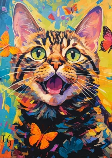 Пазли картонні класичні Castorland  260 елементів Щасливий кіт 32х23 см