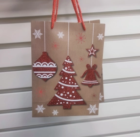 Пакет подарунковий 18*24*8,5см "Новорічний візерунок" 12 шт в пак