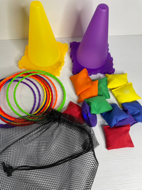 УЦЕНКА!!! Активная игра 3в1 с конусами и мешочками для метания с подсветкой, цветные кольца.