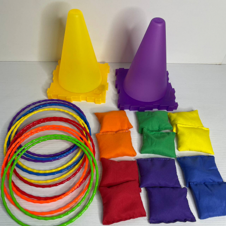 УЦЕНКА!!! Активная игра 3в1 с конусами и мешочками для метания с подсветкой, цветные кольца.