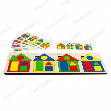 Дерев'яна гра Маленькі геометричні будиночки Познавалка 300100 Poznavalka