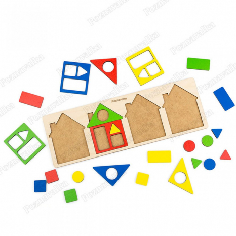 Дерев'яна гра Маленькі геометричні будиночки Познавалка 300100 Poznavalka