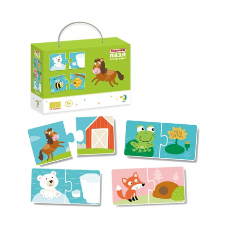 Картонні (дуо) пазли половинки Хто де живе Додо / Dodo