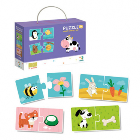 Картонні (дуо) пазли половинки Хто що їсть /  Додо / Dodo