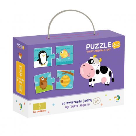 Картонні (дуо) пазли половинки Хто що їсть /  Додо / Dodo