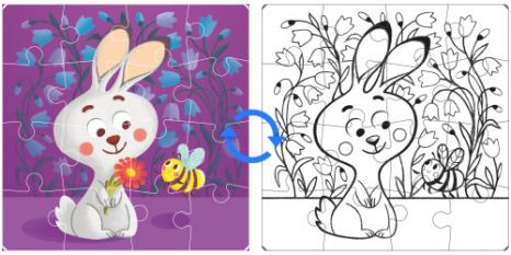Картонний пазл - розмальовка Зайчик (16 деталей), Додо / Dodo