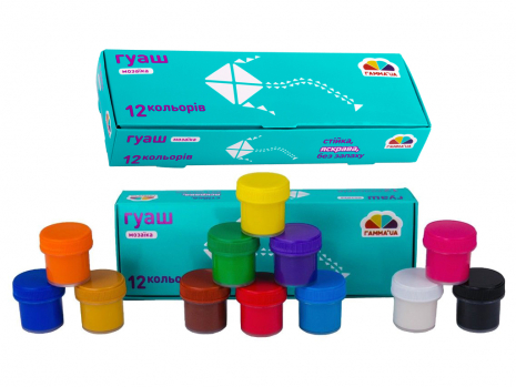 Фарба гуаш "Мозаїка"12 кольорів 10мл Гамма 300202