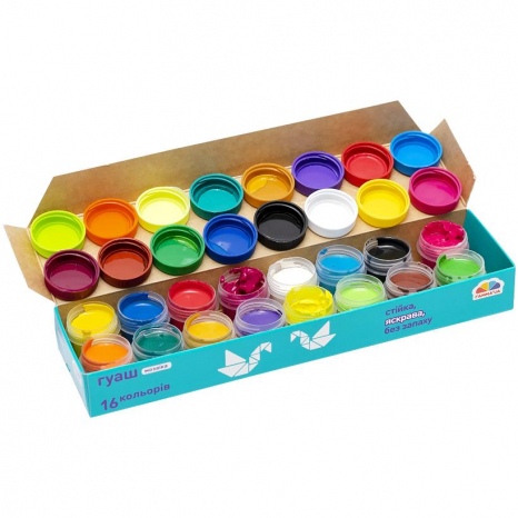 Фарба гуаш  ГАММА Мозаїка 16 кольорів по 10 мл 300203