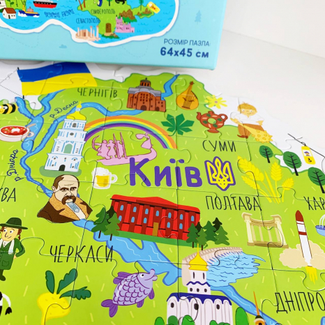 Пазл "Мапа України" 100 елементів 300267 DoDo / Додо