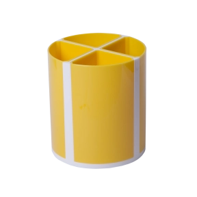 Пластиковий стакан для письмового приладдя, органайзер   Твітер на 4 відділи жовтий ZiBi 3003-08