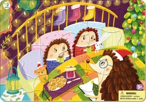 Картонные пазлы в рамке "Праздничные ежики" (21 дет.) Dodo / Додо. 300415