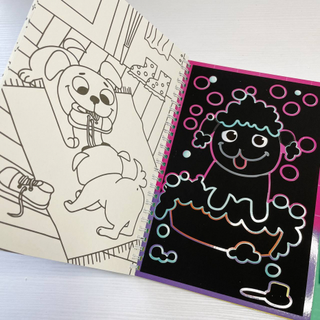 Набір для творчості 300490 "Домашні тварини" 2в1 розмальовки та гравюри(шкрябалка) DoDo