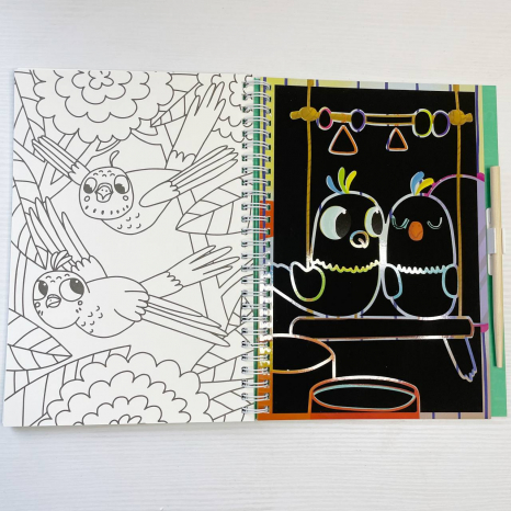 Набір для творчості 300490 "Домашні тварини" 2в1 розмальовки та гравюри(шкрябалка) DoDo