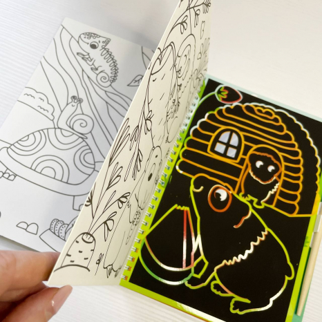 Набір для творчості 300490 "Домашні тварини" 2в1 розмальовки та гравюри(шкрябалка) DoDo