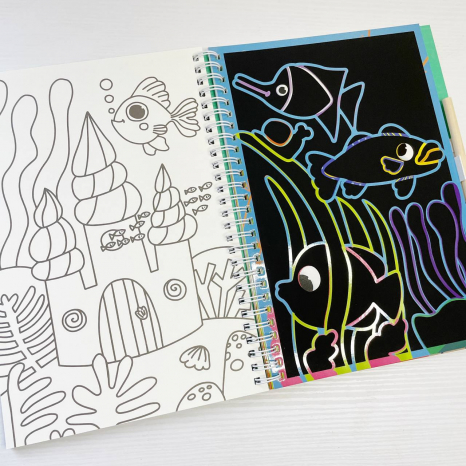 Набір для творчості 300490 "Домашні тварини" 2в1 розмальовки та гравюри(шкрябалка) DoDo