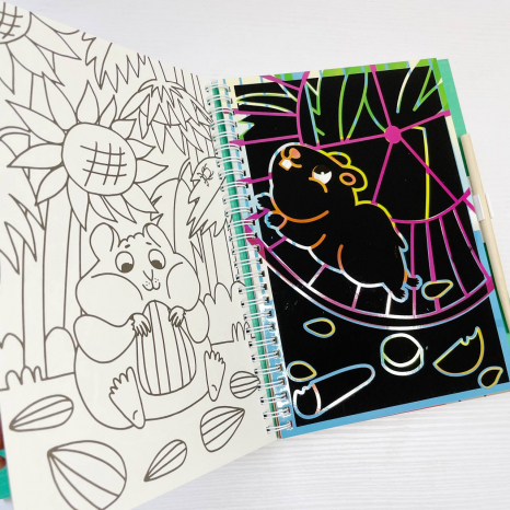 Набір для творчості 300490 "Домашні тварини" 2в1 розмальовки та гравюри(шкрябалка) DoDo