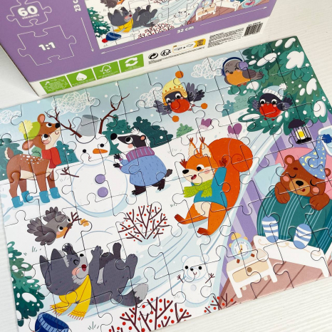 Картонний пазл Додо 60 елементів Зимові тваринки Dodo 300578