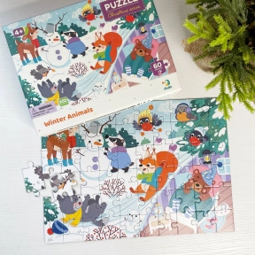Картонний пазл Додо 60 елементів Зимові тваринки Dodo 300578