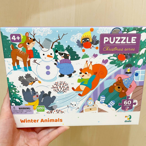 Картонный пазл Додо 60 элементов Зимние животные Dodo 300578