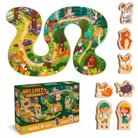 Пазл "Хто живе в лісі?", DoDo (16 ел, дерев’яні фігурки) 300608