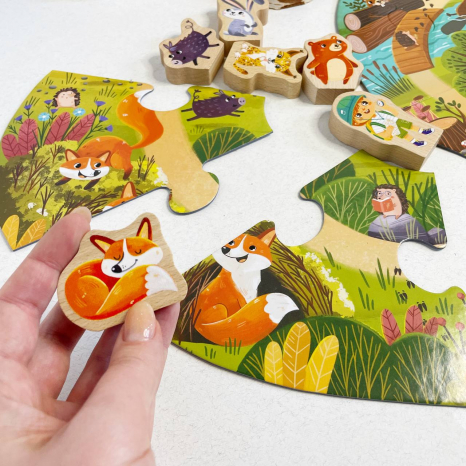 Пазл "Хто живе в лісі?", DoDo (16 ел, дерев’яні фігурки) 300608