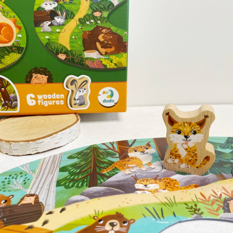 Пазл "Хто живе в лісі?", DoDo (16 ел, дерев’яні фігурки) 300608