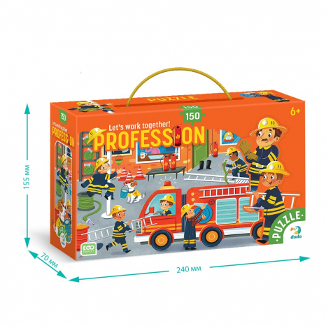 Пазл Професии: Пожарник. Dodo, 150 эл