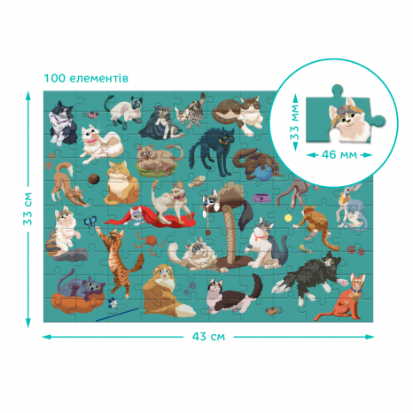 Пазл "Забавные коты" 100 эл., DoDo