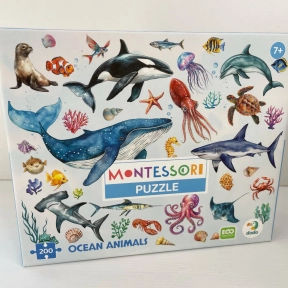 Монтессорі пазл "Океанічні тварини"  200 деталей, 33х47 см, 300630 Dodo