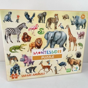 Монтессори пазл "Животные Сафари", 200 элементов, размер собранного пазла: 47х33 см, 300637 Dodo