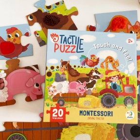 Картонні пазли з тактильними елементами 20 елементів "За кермом трактора "Додо/Dodo 300658