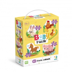 Картонные пазлы Додо 4 в 1 Baby puzzle. Сельские животные 300686 Dodo