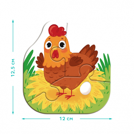 Картонні пазли Додо 4 в 1 Baby puzzle. Сільські тварини 300686 Dodo