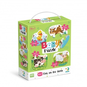 Картонные пазлы Додо 4 в 1 Baby puzzle. День на ферме 300687 Dodo