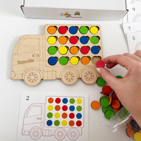 Дерев'яна гра сортер / рамка-вкладиш Вантажівка Познавалка 30100 Poznavalka