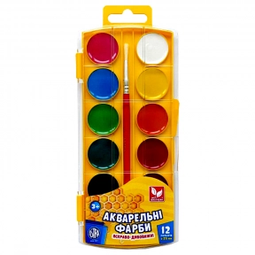 Фарби акварельні медові 12 кольорів Школярик 302023003-UA