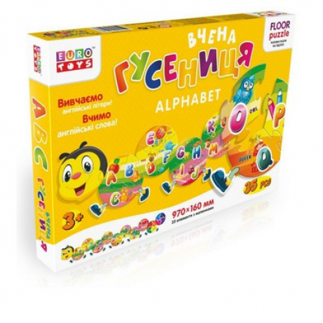 Дитячий розвиваючий пазл - Вчена гусениця Англійська абетка, EuroToys