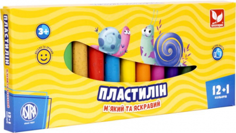 Пластилін ASTRA 12 кол+1. 303115007, золотий колір в подарунок (1/24)