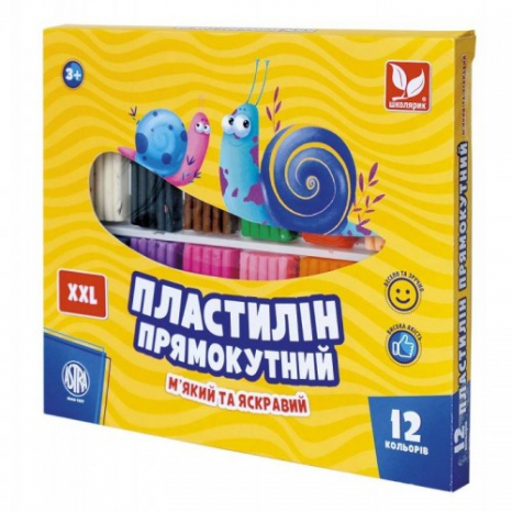 Пластилин восковый ASTRA 12 цветов 303117001 прямоугольный 276г Школярик