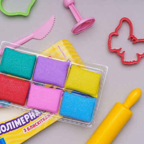 Полімерна глина з блискітками 6 кольорів ASTRA 304109001-UA