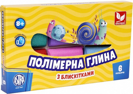 Полімерна глина з блискітками 6 кольорів ASTRA 304109001-UA
