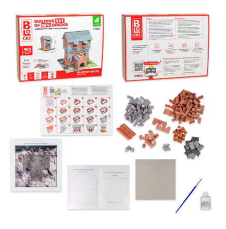 Будівельний набір для творчості (конструктор) з міні-цеглинок 31017 BLOCKY "Дім на скелі" Strateg