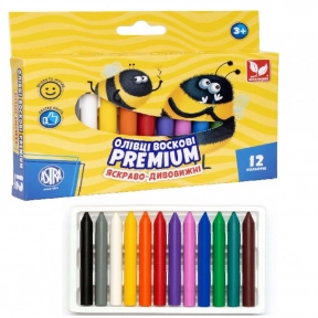 Восковые карандаши ASTRA 12 цв. Премиум