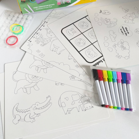 Развивающая многоразовая логическая книга с маркерами и липучками Животные333-4